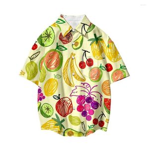 Chemises décontractées pour hommes Green Fruit Avocado Full Print Button Up Shirt Hommes Femmes Manches courtes Hawaiian Thai Beach Style Summer Camisas Para