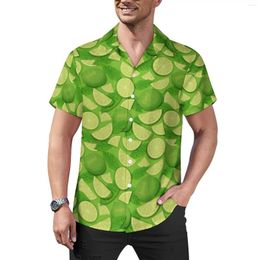 Casual shirts voor heren groene citroen print losse shirt heren strand limoen plak zomerontwerp korte mouw harajuku oversized blouses