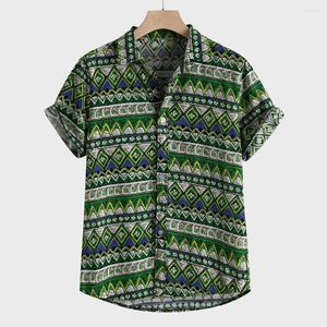 Casual shirts voor heren groene heren Hawaiiaanse vakantie strand shirt top print knop vintage korte mouw