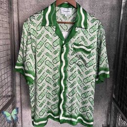 Casual shirts voor heren groen ananasscherm casablanca shirt gradiënt Hawaiiaanse korte mouwen hoogwaardige zijden shirts voor mannen vrouwen T230523