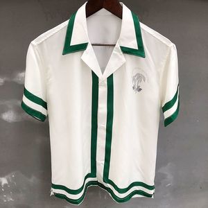 Camisas casuales para hombres Camisa con estampado de árbol de coco de color blanco verde y blanco Camisa de manga corta para hombre Camisa Masculina Camisa Moda Hombre 230410