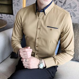 Chemises décontractées pour hommes Chemises mariées mariées / revers de haute qualité Slim Fit High Qualités