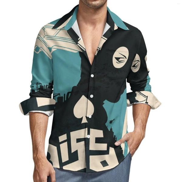 Camisas casuales para hombres Armas Camisa de la muerte Disco Elysium Habilidad Fanart Videojuego Blusas de calle de manga larga Primavera Vintage Ropa de gran tamaño