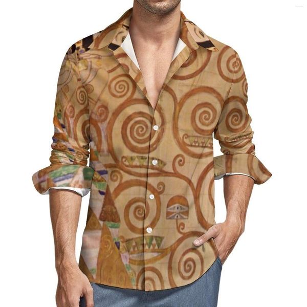 Chemises décontractées pour hommes Gustav Klimt chemise hommes victorien Art Nouveau printemps Street Style Design Blouses à manches longues nouveauté hauts surdimensionnés