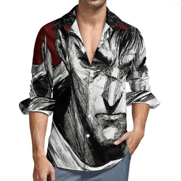 Chemises décontractées pour hommes Guts Swordsman Berserk Chemise Anime Manches longues Personnalisé Blouses élégantes Automne Cool Oversize Vêtements