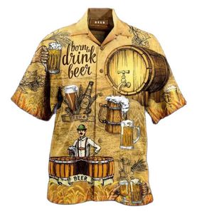 Chemises décontractées pour hommes Chemise Haiian 3D Imprimer Bière Chemise cubaine à manches courtes Beach Wear Tshirt Top Party Style Vintage pour hommes Femmes Vêtements pour hommes J230417