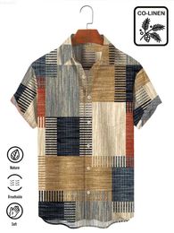 Camicie casual da uomo Camicia Haiian per uomo Tessuto estivo in lino Vintage Stripes Beach Spray Y2kT-shirt streetwear Manica corta Oversize 5XL Abbigliamento L230715
