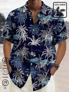Camisas casuales para hombres Camisa Haiian para hombres Tela de lino de verano Playa Palma de coco Y2kStreetwear Camiseta de manga corta de gran tamaño 5XL Ropa L230715