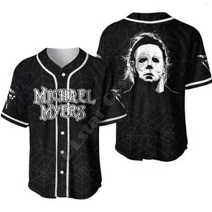 Casual shirts voor heren Halloween Cosplay Michael Myers Horror Terror Movie personage 3dprint grappige zomer honkbal jersey korte mouwen a