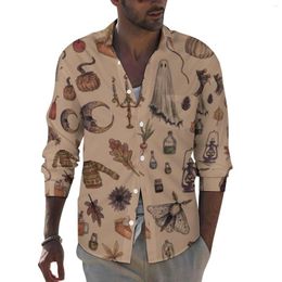 Casual overhemden voor heren Halloween Man Heks Horror Griezelig Shirt Lange mouw Vintage Esthetische Blouses Herfst Grafische Kleding Plus Size