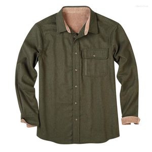 Camisas informales para hombre, camisa sólida Vintage a la moda para primavera y otoño para hombre, blusa fina de manga larga con bolsillo para hombre, estilo caballero de franela