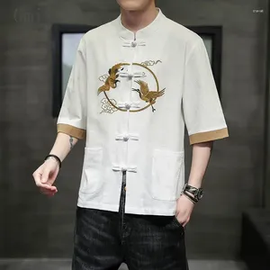 Chemises décontractées pour hommes Hanfu T-shirt de style chinois d'été