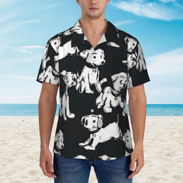 Chemises décontractées pour hommes Happy Dog Beach Shirt Funny White Dogs Summer Male Blouses amples à manches courtes Motif confortable Tops