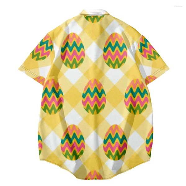 Camisas casuales para hombres Feliz Día de Pascua Impresión 3D para hombres Ropa Hawaiana Kawaii Camisa de playa Huevo Regalos para niños Blusas Botón Tops