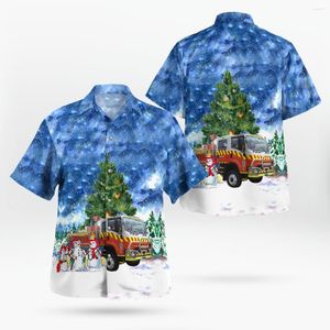 Chemises décontractées pour hommes Harajuku Mode Arbre de Noël coloré Hawaii Camisas 3D Imprimer Unisexe Hipster Streetwear Chemise courte Vêtements pour hommes