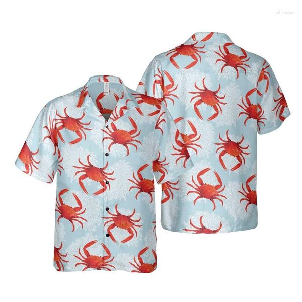 Chemises décontractées pour hommes harajuku fashion crabe 3d imprimé femmes blouses Hawaiian Sea Animal Beach Shirt drôle garçon courte manches vacances pour hommes