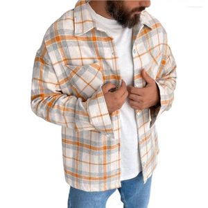 Camisas casuales para hombres Harajuku manga larga a cuadros hombres tamaño grande M-3XL otoño elegante suelto vintage calle alta todo-fósforo caballero camisa