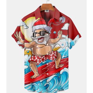 Camisas casuales para hombres Harajuku Tops Short Christmas Graphic Print Tee Verano Solapa Moda Hawaiian Holiday Ropa de gran tamaño 230921