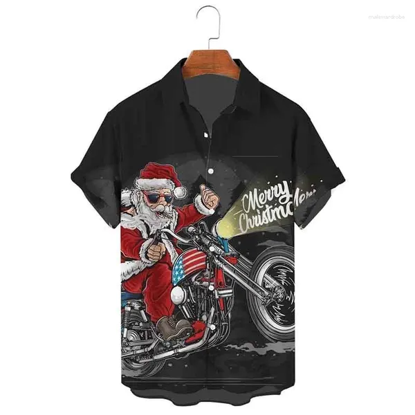 Chemises décontractées pour hommes Harajuku Tops courts de Noël à imprimé graphique de Noël