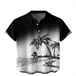 Chemises décontractées pour hommes Hawaii 2023 Vente d'été 3D imprimé lâche à manches courtes revers Shir