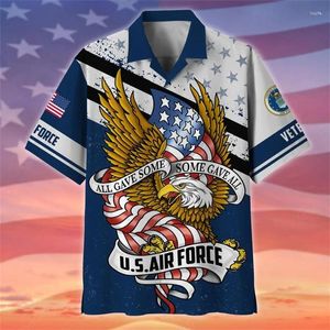 Chemises décontractées pour hommes Hawaii 3d United States Soldats Armys Imprimé Vétérans graphiques Bravo Vintage Cool Clothes Top