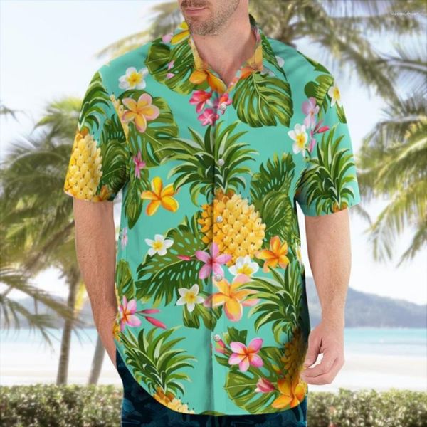 Camisas casuales para hombres Hawaii Alaska Las Beach Vegas Vestido de manga corta Aumento de ropa Floral Tamaño grande Hombre de lujo