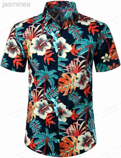 Chemises décontractées pour hommes Hawaii Floral Mens Shirts For Man Clothing Cuba Vocation Streetwear Back Beach Camisas Camping Fishing Y2K Tropical Blouse 2449