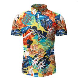 Camisas casuais masculinas havaí impressão camisa de verão masculino topos blusa turndown colarinho para homem de manga curta blusas de emagrecimento camisas