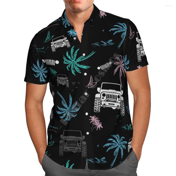 Chemises décontractées pour hommes Chemise hawaïenne Hawaiian Beach Summer Flower Car Imprimé 3d Harajuku Tee Hip Hop 16