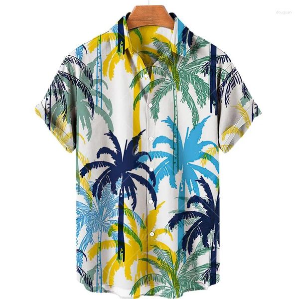 Camisas casuales para hombres Hawaii Camisa de manga corta Árbol de coco Overfit Tropical Estilo de lujo Vacaciones Dazn Goth Camisa Floral Ropa T