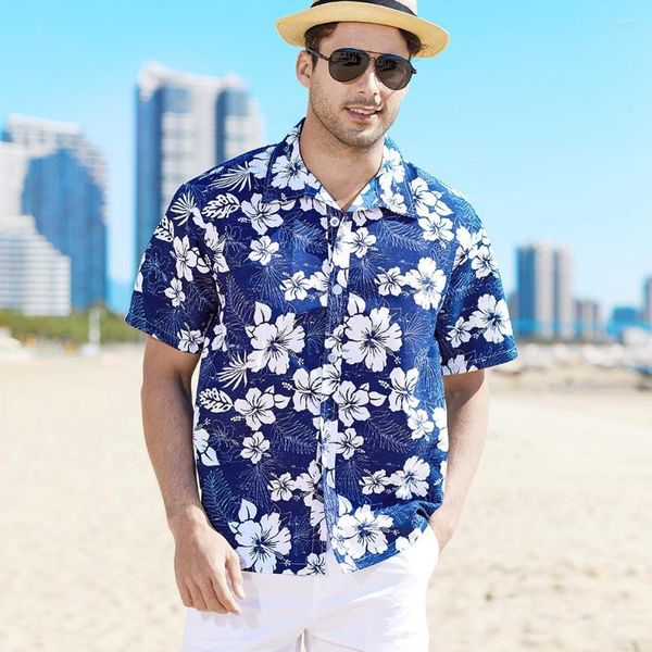 Chemises décontractées pour hommes Style hawaïen motif floral boutonné chemise de vacances à manches courtes plage Aloha Camisa Hawaiana Hombre grande taille 5XL