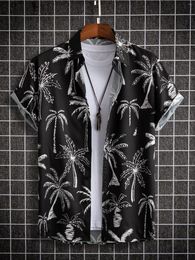 Camisas casuales para hombres Hawaiian 3D Coconut Tree T-shirt Beach Wear Street Fiesta al aire libre suelta transpirable verano 2023