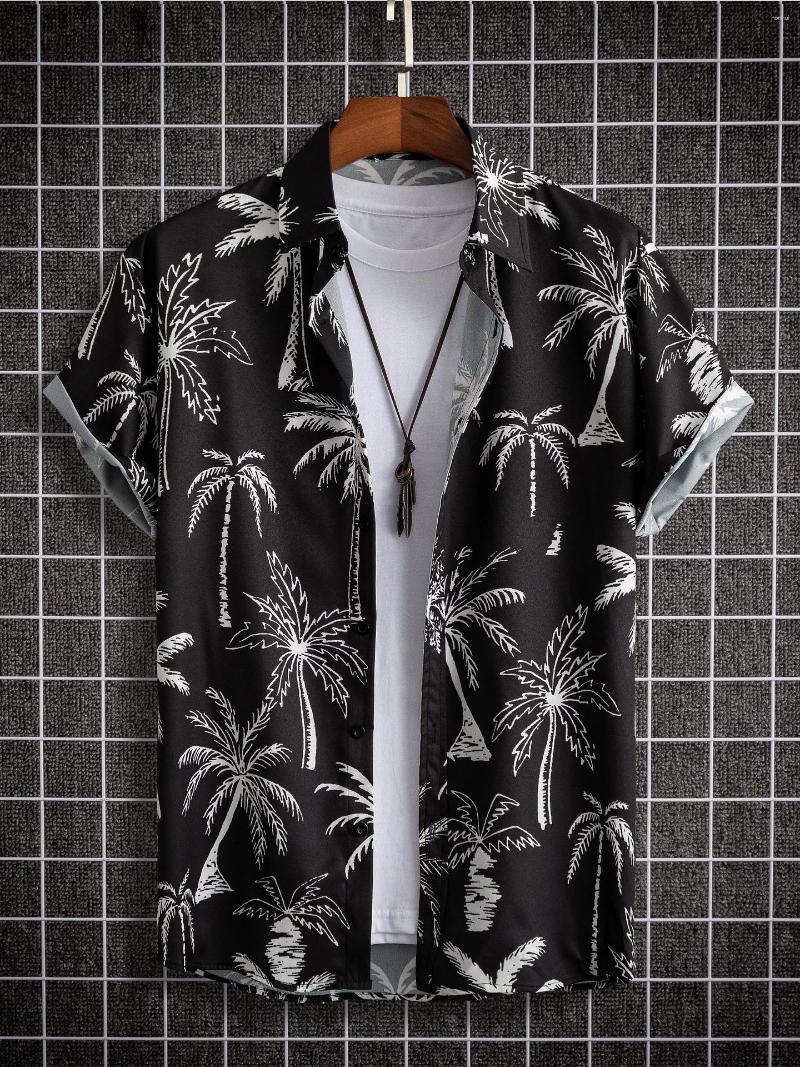 Мужские повседневные рубашки, гавайская футболка с 3D кокосовой пальмой, пляжная одежда, свободная дышащая уличная вечеринка, лето 2023