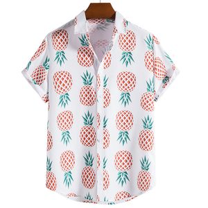Casual shirts van heren Hawaiiaanse 3D citroenprint korte mouw snel dry strand vakantie feest oversized shirt 230221