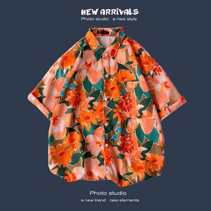 Heren Casual Shirts Hawaiian Aloha Shirt Mannen Korte Mouw Knop Blouses Gedrukt Hawaii Holiday Party Vakantie kleding Oversized Streetwear