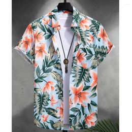 Camisas casuales de hombres camisa de hombre animal hawaiano planta 3d con estampado floral flor de playa de gran tamaño