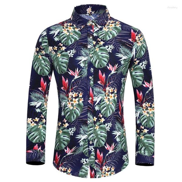 Chemises décontractées pour hommes Hawaiian Automne et hiver Mode Fleur De nombreux éléments Thème Manches longues Harajuku Streetwear Vêtements