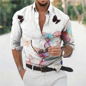 Chemises décontractées pour hommes Chemises baroques hawaïennes pour hommes 3d baroques chemises à manches longues plage col en v surdimensionné hauts t-shirts chemisier homme vêtements d'été nouveau W0328