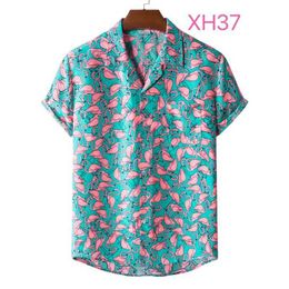 Chemises décontractées pour hommes Hawaiian Beach Flower Shirt Hommes Summer Hawaii Style Manches courtes Flamingo Print Tops Plus Size Chemises pour hommes Livraison gratuite AA230523