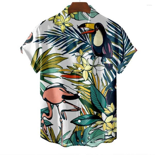 Chemises décontractées pour hommes Chemise de plage hawaïenne Hommes surdimensionnés à manches courtes Style frais Anime Modèle d'oiseau Dazn Vêtements masculins Mode d'été