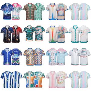 Chemises décontractées pour hommes Chemise hawaïenne CASABLANCA Hommes Femmes 1 1 Haute qualité Swan Print Top Chemises à manches courtes en soie Blouse décontractée 230713