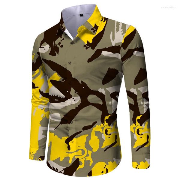 Camisas casuales para hombres Hawaiano Elegante Moda clásica Alta calidad Estampado en 3D Hombres Manga larga para hombres Social Lujo Hombre Ropa de diseñador