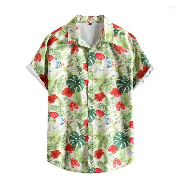 Chemises décontractées pour hommes chemises à feuilles florales hawaïennes hommes Men de manches courtes surdimensionnées surdimension