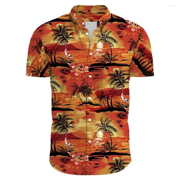 Camisas casuales para hombres Men de flores hawaianos estampado con manga corta para ropa de moda coreana trajes de gran tamaño venta floral
