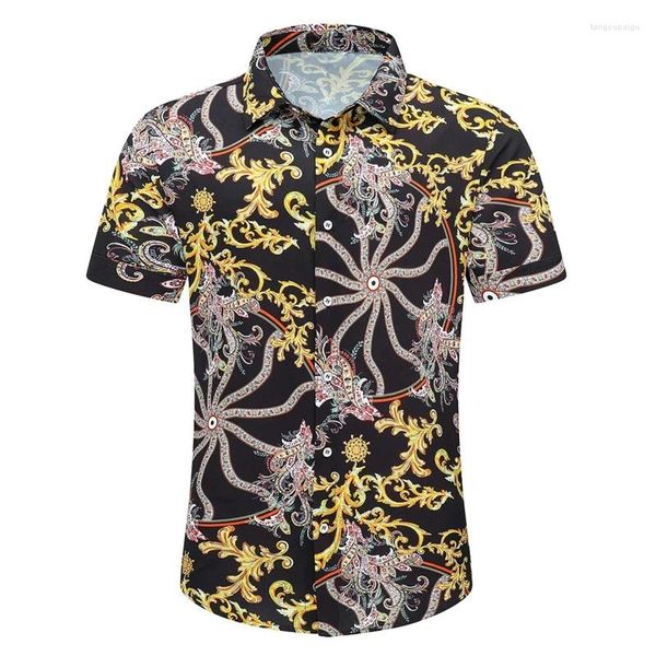 Camisas casuales para hombres Hawaiano para hombres Impresión de hierba 3D Diseñador de la calle Camisa de manga corta de gran tamaño Ropa de alta calidad Fiesta en la playa Top