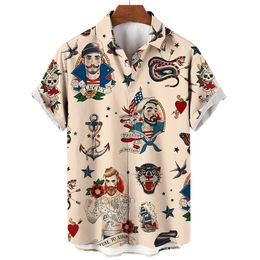 Chemises décontractées pour hommes hawaïennes pour hommes sirène imprimer plage à manches courtes hauts chemisier surdimensionné chemise hommes vêtements de créateurs de haute qualité 230130