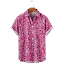 Chemises décontractées pour hommes Hawaïen pour hommes Vacances Melt Design Rose Manches courtes Summer Beach Tops Respirant