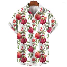Casual shirts voor heren Hawaiiaans fruit granaatappel 3d geprint strand grappige guave grafische blouses voor mannen kleding jongen korte mouw mannelijke tops