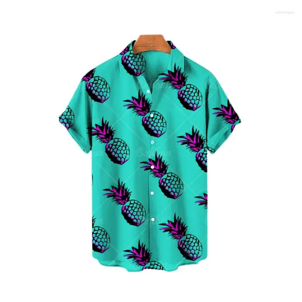 Chemises décontractées pour hommes Homme hawaïen surdimensionné plage chemise élégante hommes nouveautés tendance motif d'ananas vêtements vintage corps corinthiens