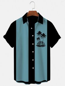 Camisas informales para hombre, camisa hawaiana para hombre, con solapa estampada en 3D de árbol de coco, Top de playa grande con un solo pecho, 5XL, verano 2022